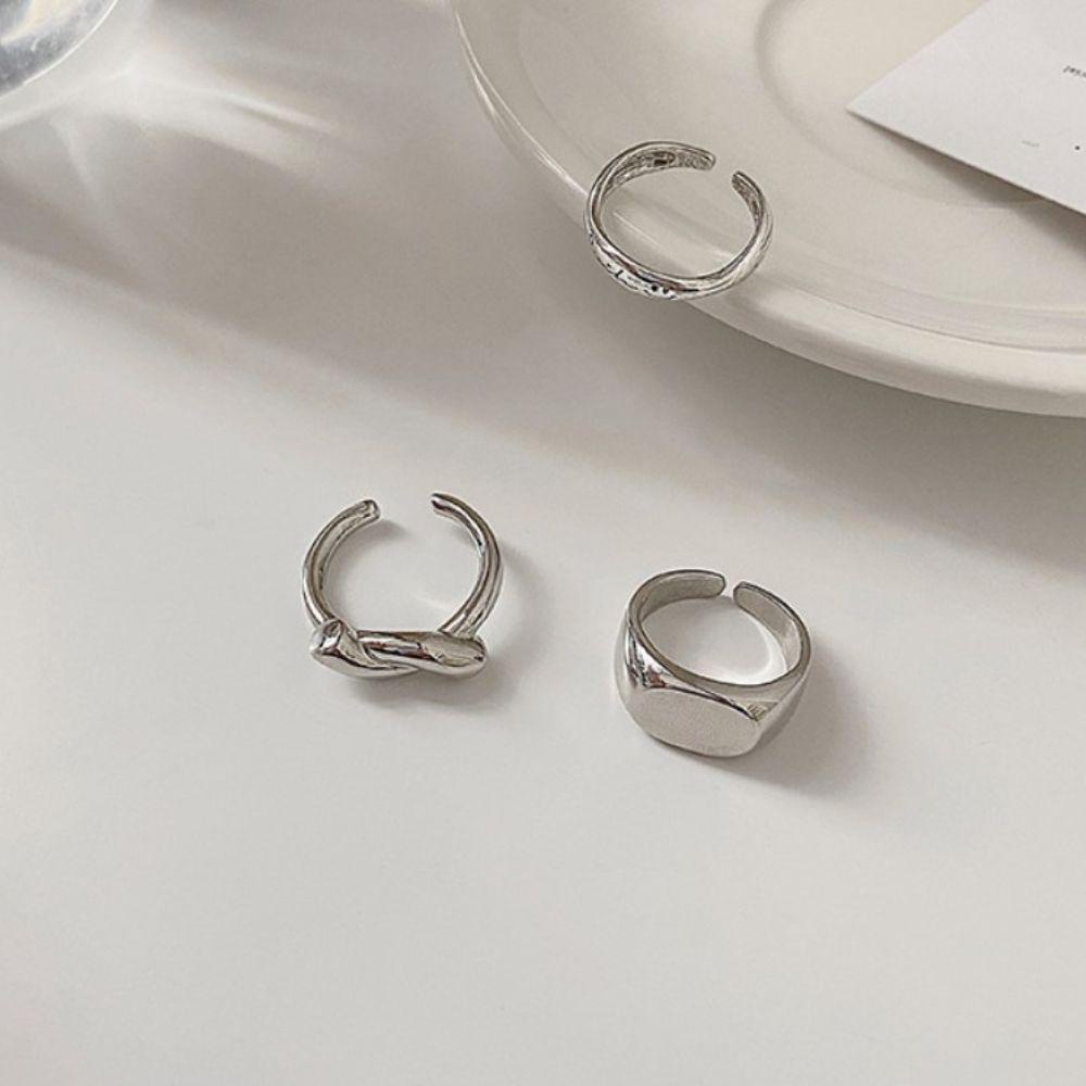 Nhẫn Thắt Nút Mặt Vuông Phong Cách Hip Hop Punk Vintage Thời Trang