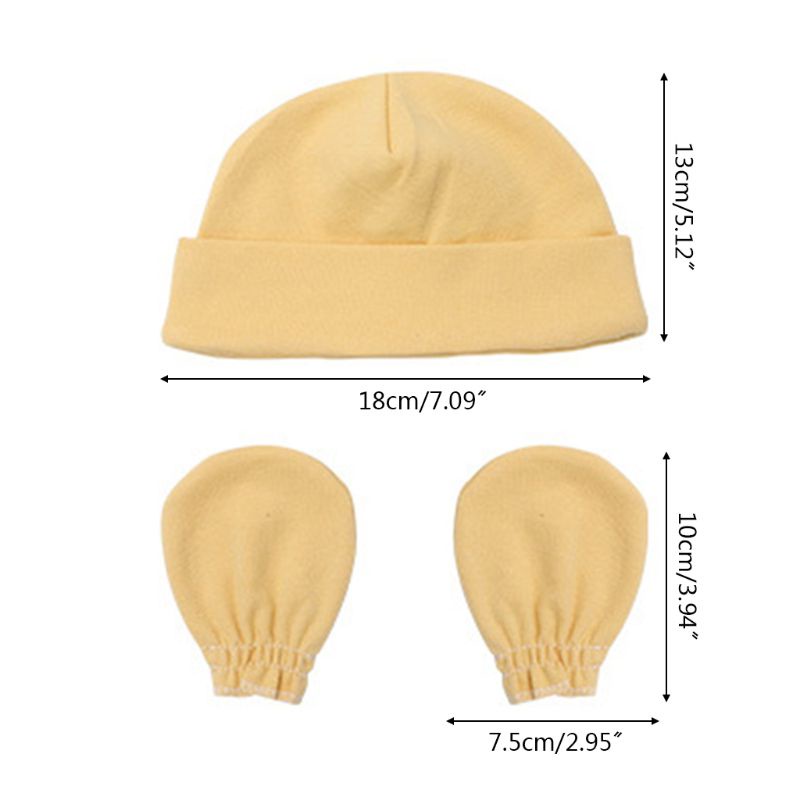 Bộ Găng Tay + Nón + Găng Tay Bằng Cotton Chống Xước Giữ Ấm Cho Bé Sơ Sinh