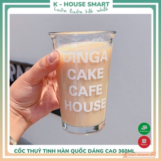Cốc thuỷ tinh miệng loe cao decor in chữ dày dặn, ly thuỷ tinh cute cao cấp K-House Smart