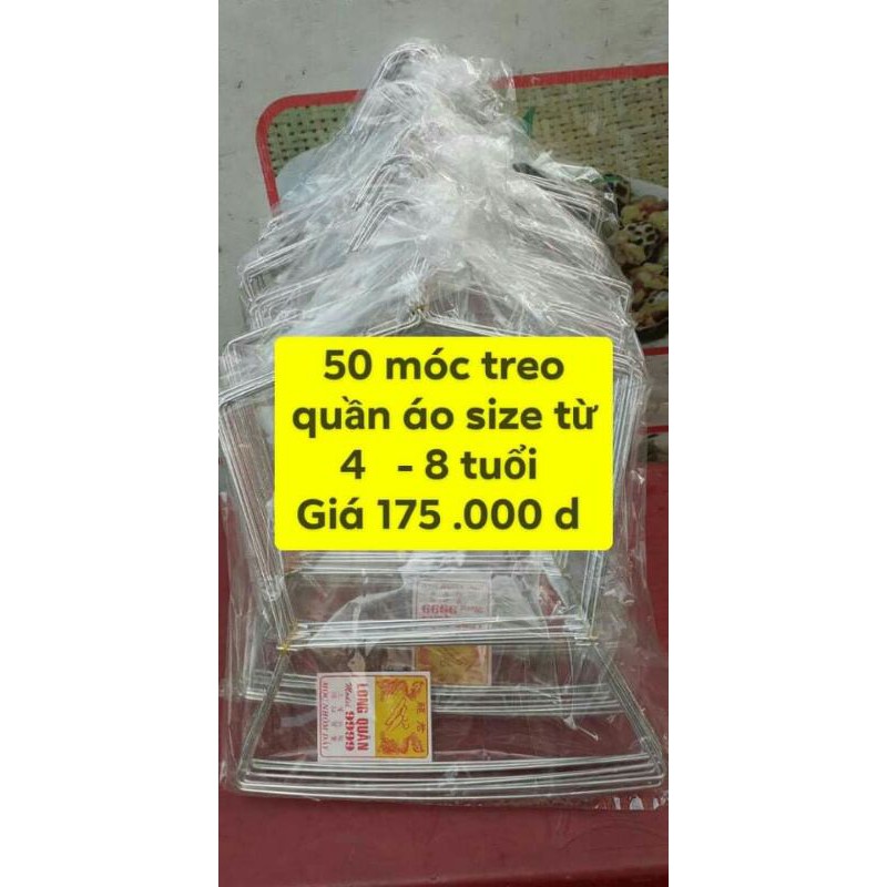 50 móc nhôm treo đồ bộ trẻ em size từ 4-8 tuổi. giá  175 .000 d