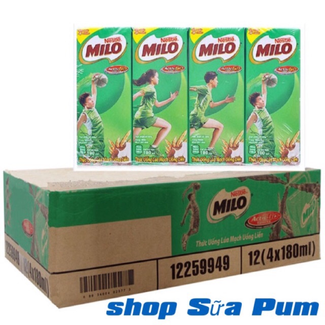 Thùng sữa Milo Nestlé hộp 180ml (48 hộp)