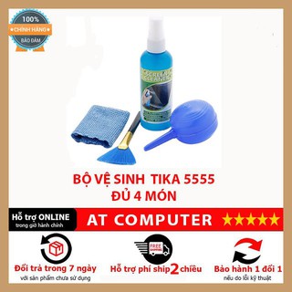 Vệ sinh laptop máy tính TIKA 5555 ❤️FREESHIP❤️ Bộ đủ 4 món chổi, khăn, thổi, nước - AT computer
