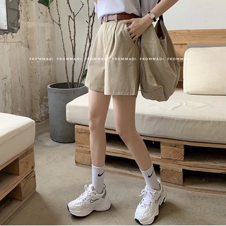 Quần soóc / shorts bermuda xếp ly cạp cao kèm thắt lưng