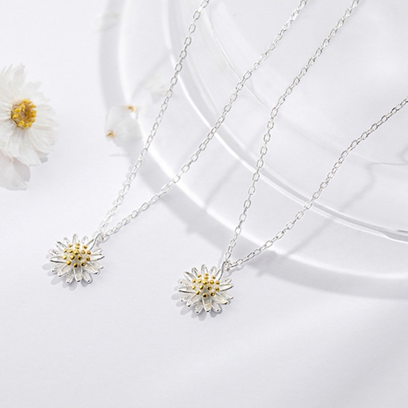 [Mã FASHIONCB232 hoàn tối đa 15K xu đơn 50K] Vòng cổ màu bạc có vật trang trí hình bông hướng dương cho nữ | BigBuy360 - bigbuy360.vn