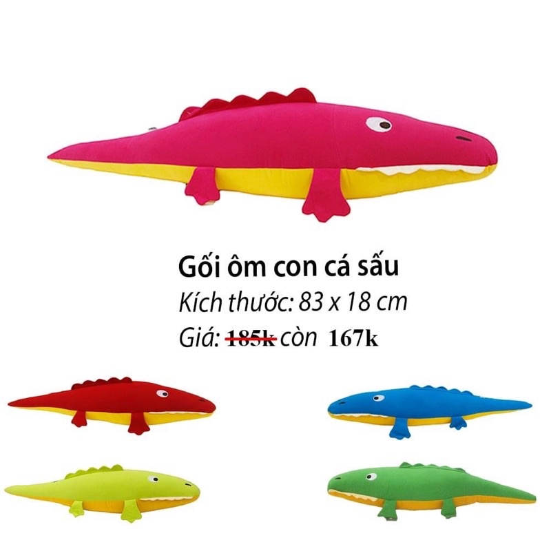 Gối ôm cho bé, gối ôm hình cá sấu kích thước 83x18cm Hometex
