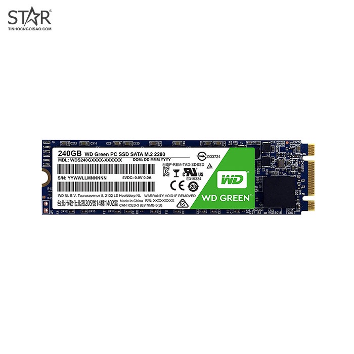 Ổ cứng SSD 240G Western Green M.2 Sata 6Gb/s TLC (WDS240G2GOB)