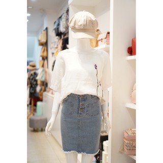 Áo Sơ Linen Thuê Hoa 304 Trắng