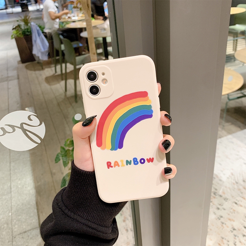 Ốp lưng iphone cạnh vuông rainbow 5s/6/6plus/6s/6splus/7/7plus/8/8plus/x/xr/xs/11/12/pro/max/plus/promax- Awifi M3-3