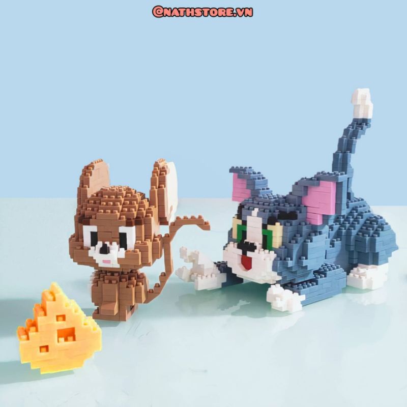 (HÀNG CÓ SẴN) Đồ chơi xếp hình Lego tom and jerry| Lego nanoblock mèo và chuột