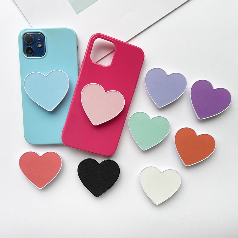 Popsocket giá đỡ điện thoại pop up hình trái tim pastel viền trắng đáng yêu