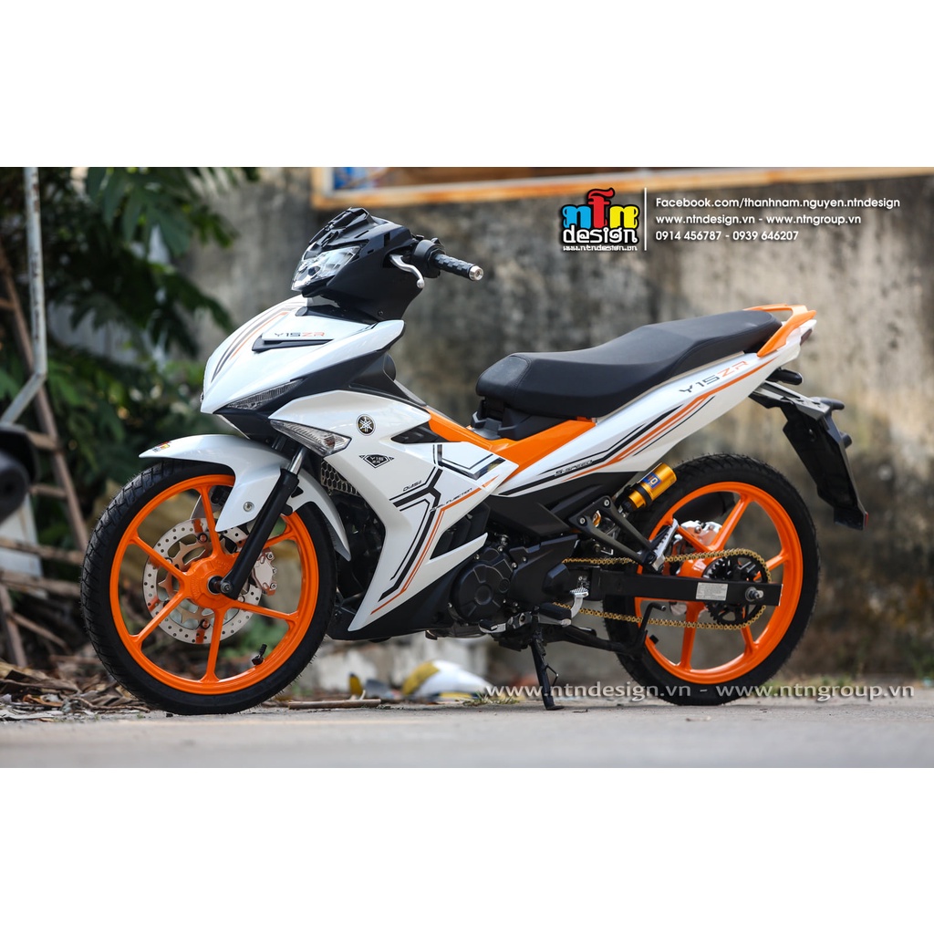 Tem rời Exciter 150 trắng cam chỉ y15zr , tem 3 lớp cao cấp