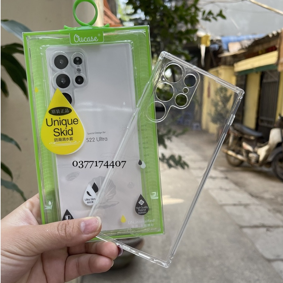 Ốp lưng full cụm camera Samsung S23 FE, S23 Plus, S23 Ultra, S22/ S22+/ S22 Ultra silicon trong suốt chính hãng Ou Case