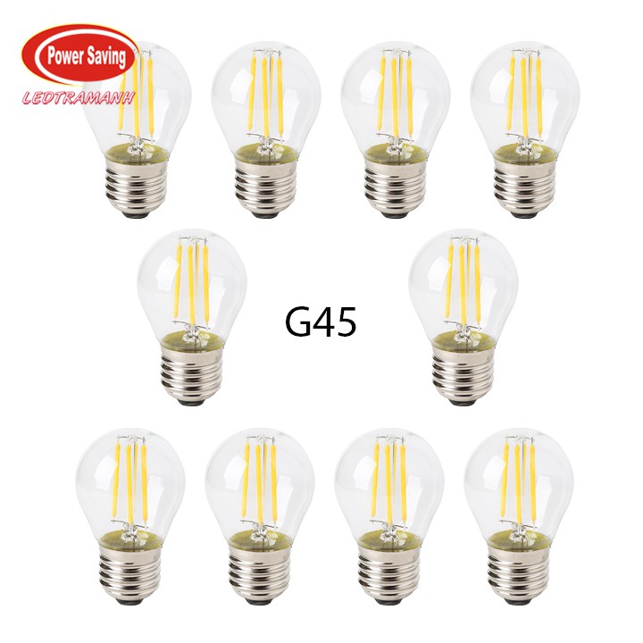 Combo 10 bóng đèn led tròn filament 4w g45 thủy tinh