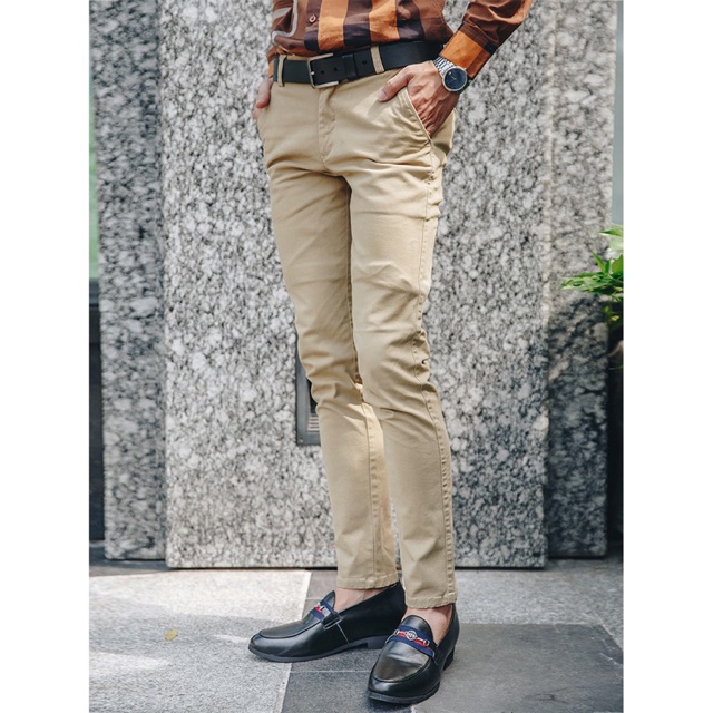 Nhập MA11 giảm 30k - Quần kaki nam dáng hàn quốc màu kem ( cam kết ảnh thậ 100%)