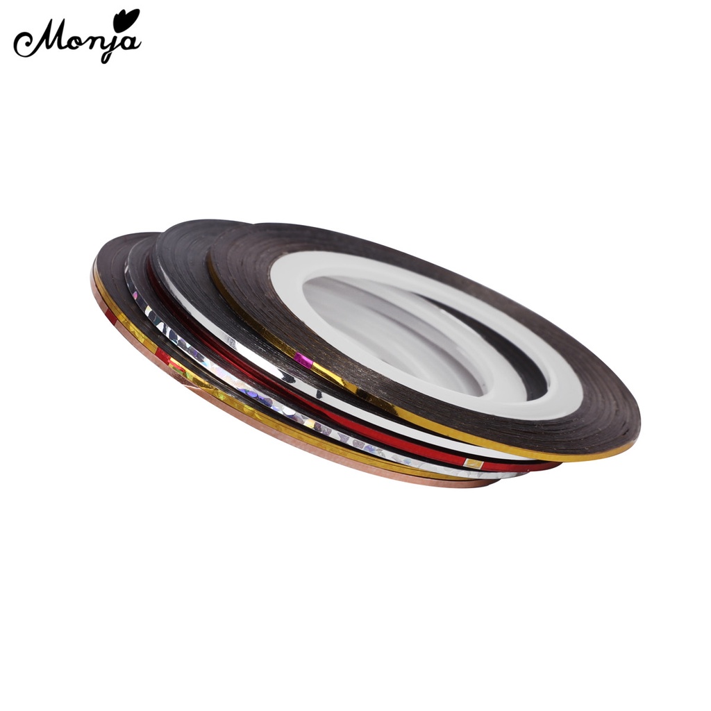 Bộ 5 cuộn băng keo dán trang trí móng tay Monja thiết kế 3d DIY màu sắc xinh xắn