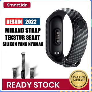 (Art. Dây Đồng Hồ Đeo Tay Silicon Họa Tiết Sợi Carbon Cao Cấp Dành Cho Mi Band 3 4 5 6 2022