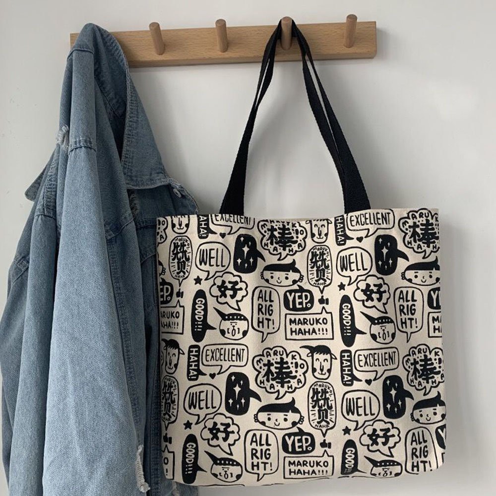 Túi tote Vải canvas họa tiết nhiều hình Cực Hot có khóa miệng đựng vừa a4 đi học đi chơi rất tiện dụng