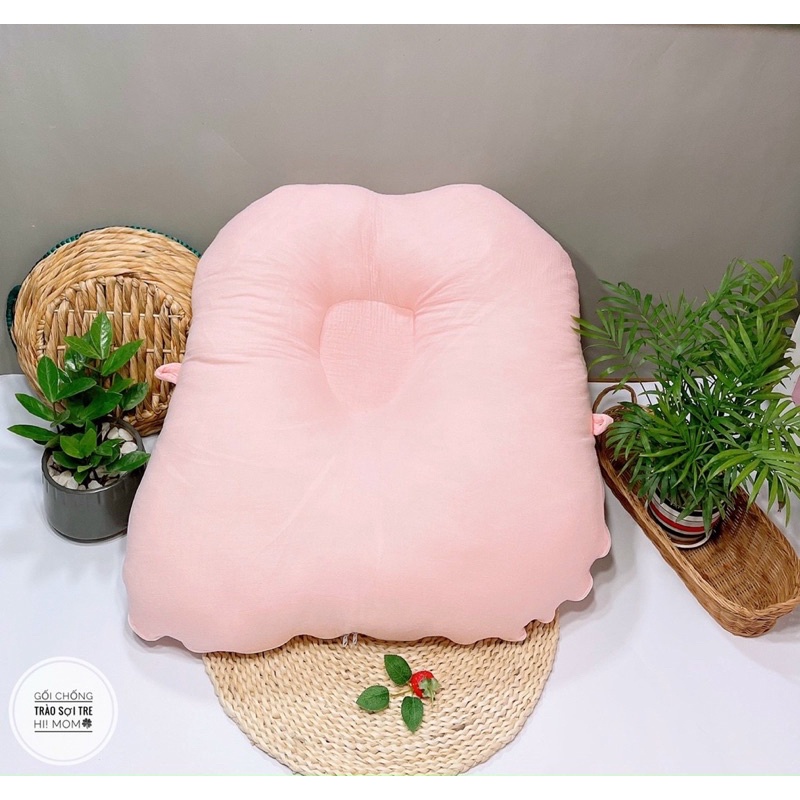 Gối chống chào ngược vải xô Muslin cao cấp oganic Himom cho bé