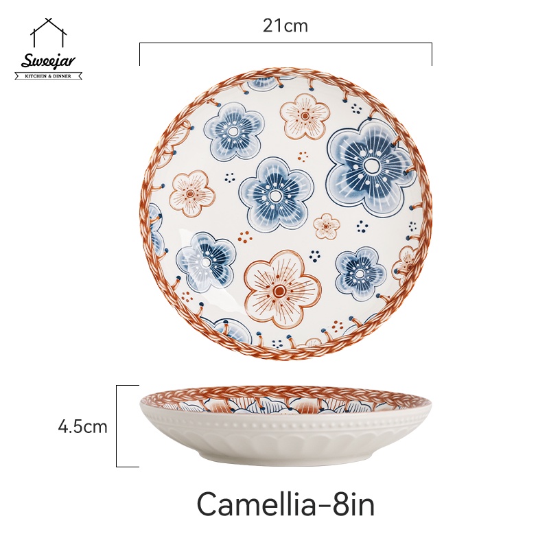 Đĩa Sứ Tròn 6inch/8inch Phong Cách Nhật Bản Độc Đáo Chất Lượng Cao