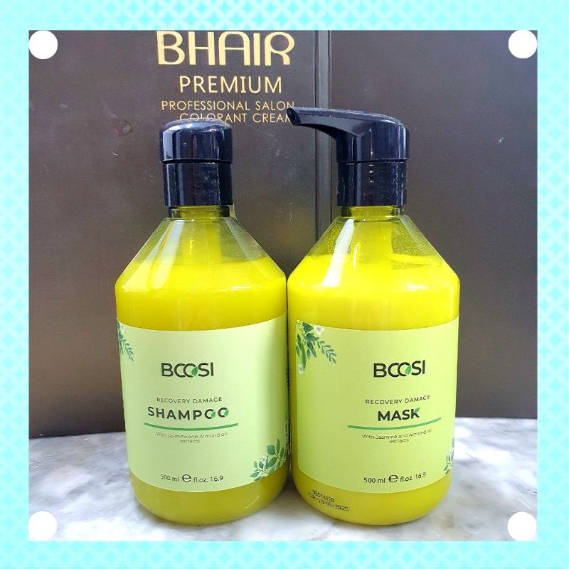 Bộ dầu gội và mặt nạ ủ tóc phục hồi hư tổn bảo vệ da đầu Bcosi Recovery Damage 500ml hàng chính hãng