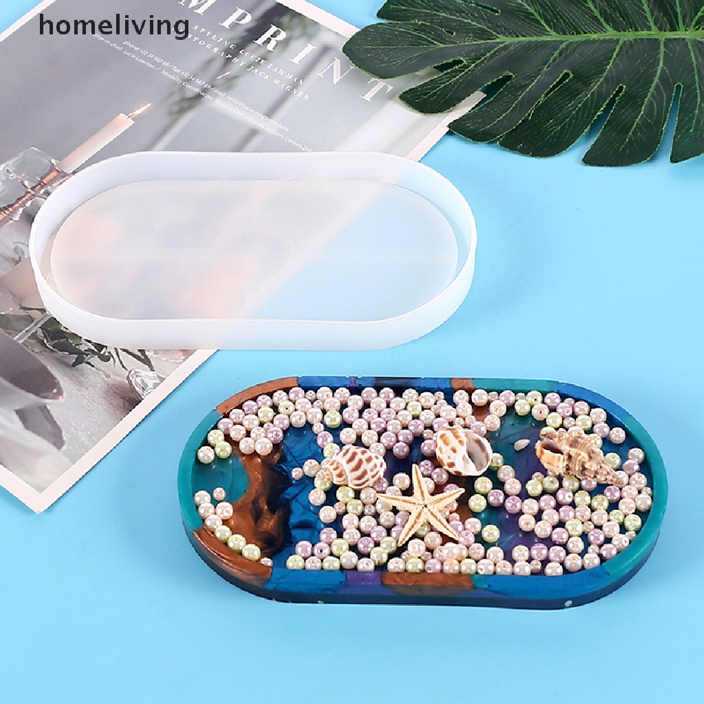 Khuôn Silicon Hình Oval Làm Đế Lót Ly Bằng Resin Epoxy / Đất Sét DIY Giá Đỡ
