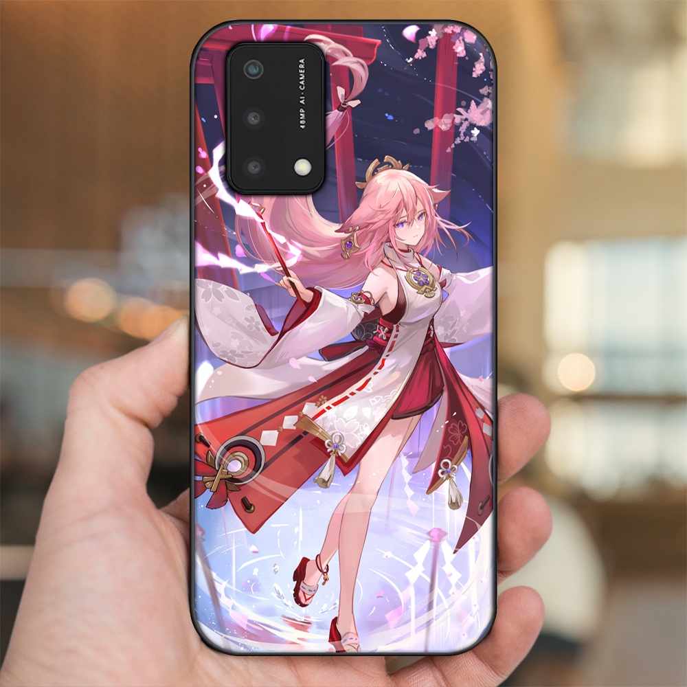 Ốp lưng Oppo A74, A93 5G, A95 viền đen in hình Yae Miko Genshin Impact