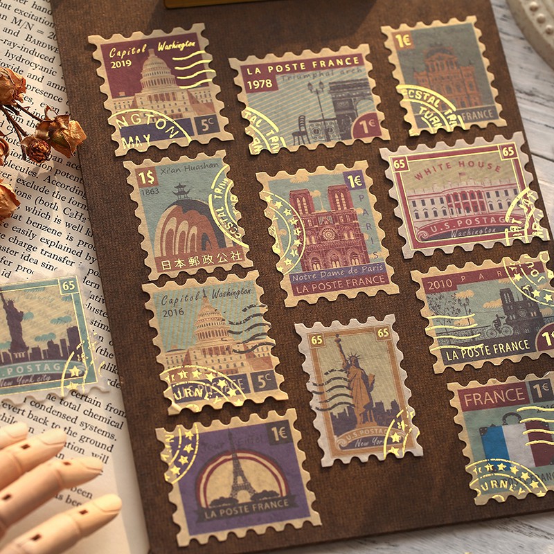 Set 40 miếng nhãn dán trang trí kiểu cổ điển vintage
