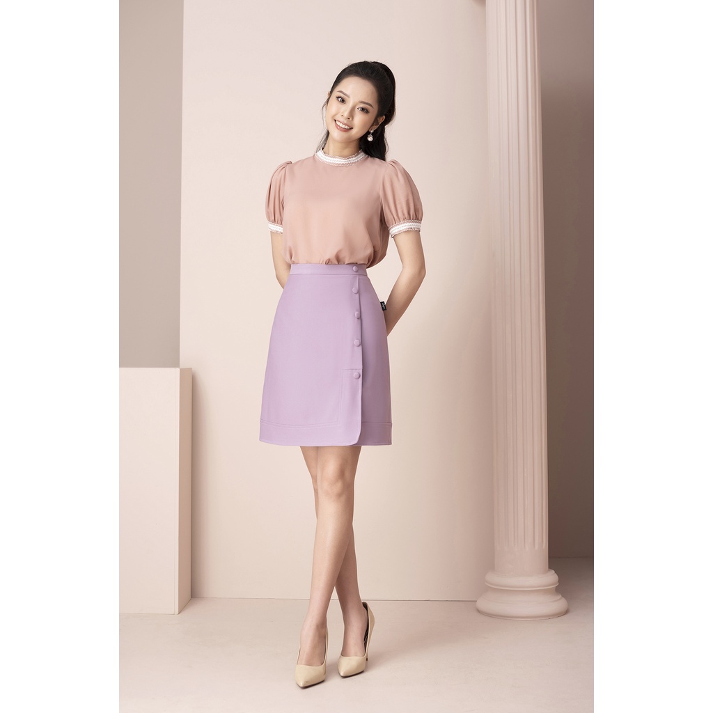 Chân Váy Chữ A Công Sở LUPERI LFCV5109 Thiết Kế Dải Cúc Tinh Tế, Vải Cotton Nhẹ Mát, Không Nhăn, Không Xù