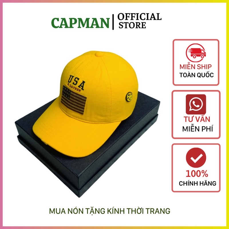 Mũ Lưỡi Trai USA Kaki Cotton mềm - Nón Kết Thời Trang Nam Nữ Free size Full Hộp TRẮNG Và ĐEN VÀNG ( Ảnh Thật)