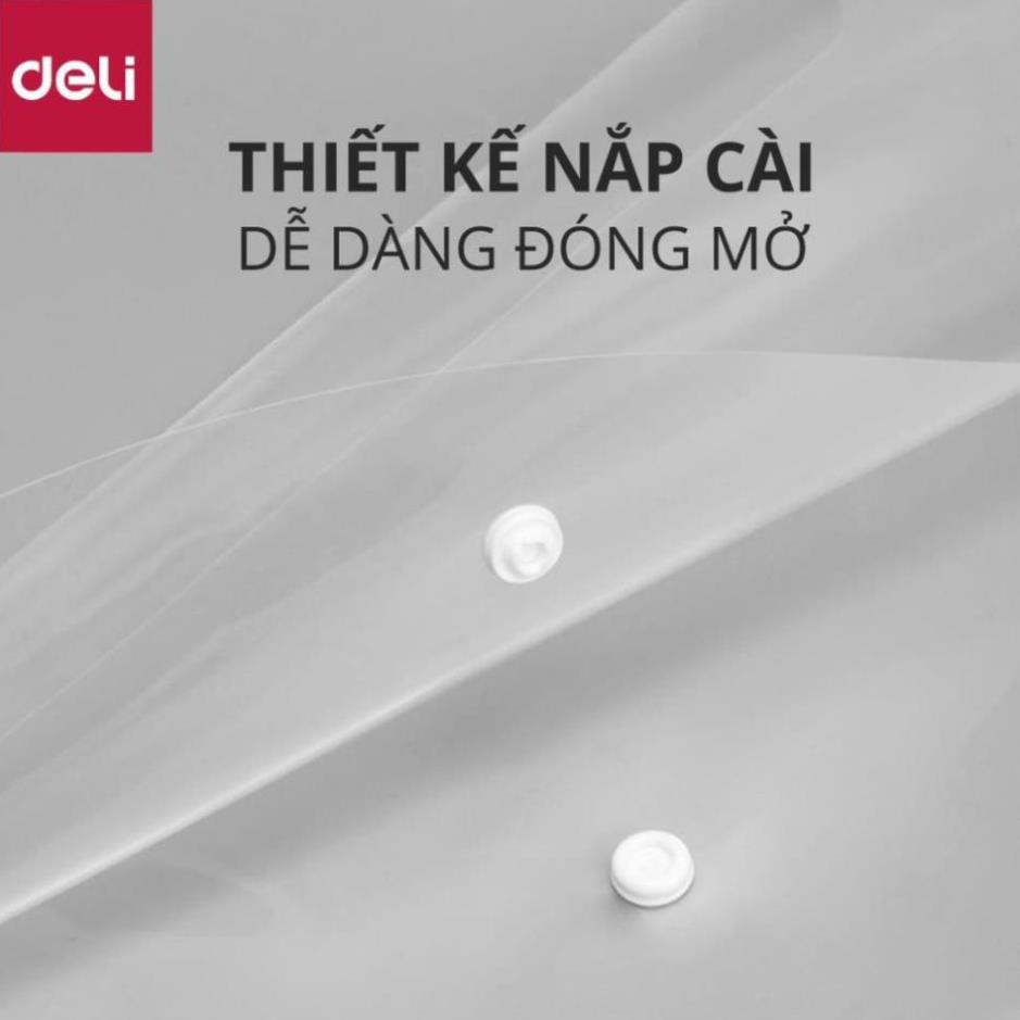 Túi cúc trong suốt đựng tài liệu Deli - có khuy clear bag khổ A4 - 1 chiếc - EF11312