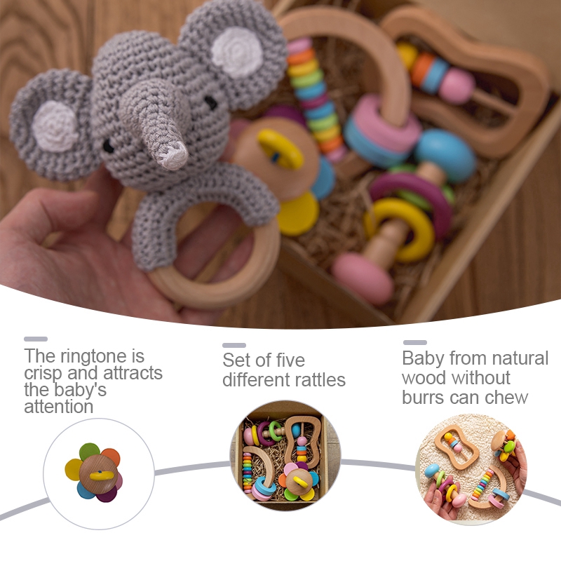 Bộ 4 đồ chơi lục lạc MAMIMAMIHOME đầy màu sắc không độc hại vui nhộn dành cho trẻ em
