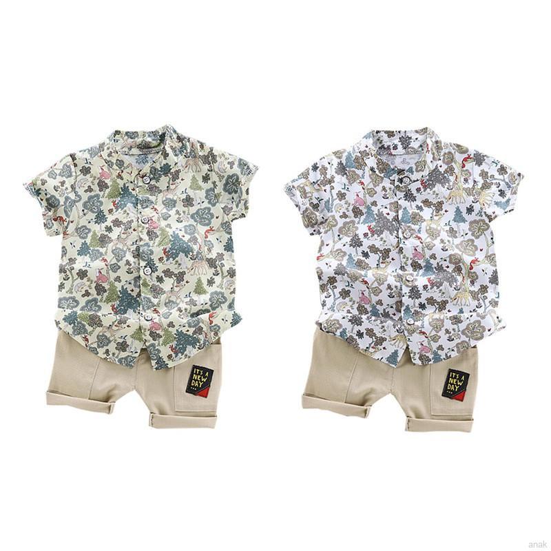Set áo thun & quần short in hoa cho bé trai