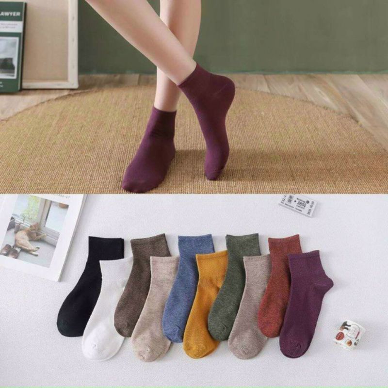 Sét 5 đôi tất muối tiêu cổ trung  nữ