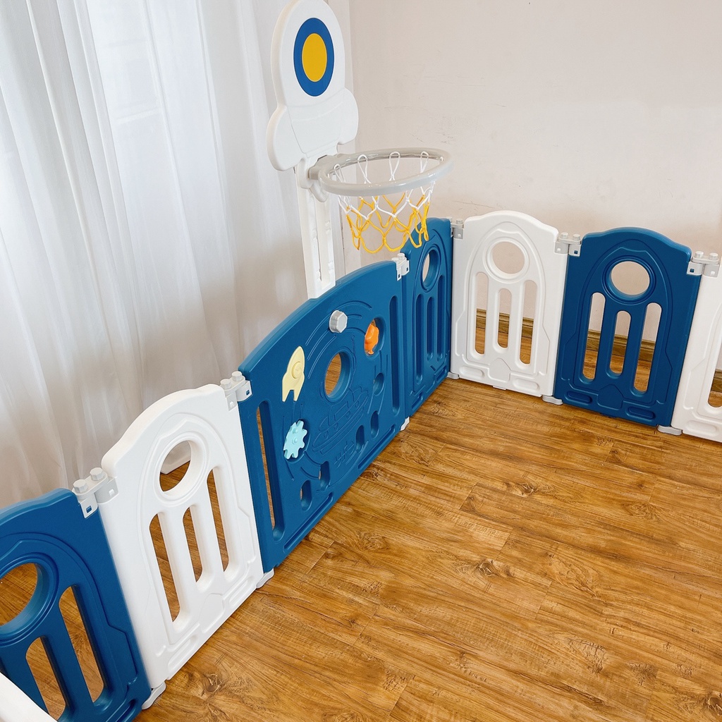 [XẢ KHO GIÁ SỐC - HÀNG MỚI] Quây cũi nhựa, quây cũi cho bé gấp gọn phi hành gia 9BABY màu xanh