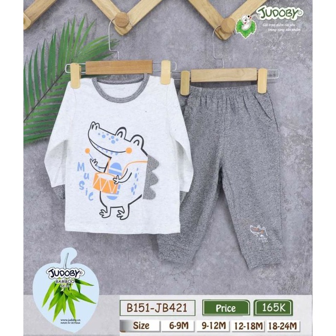 Bộ dài tay cài vai bé trai bé gái Judoby- chất sợi tre kháng khuẩn, siêu mềm mịn