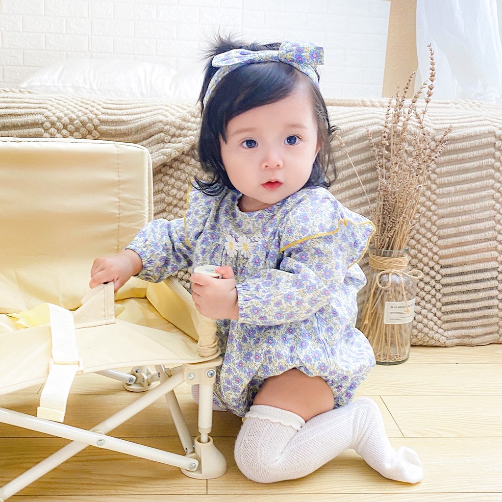 Áo Liền Quần Dạng Váy Bằng Cotton Trơn Phong Cách Hàn Quốc 0092