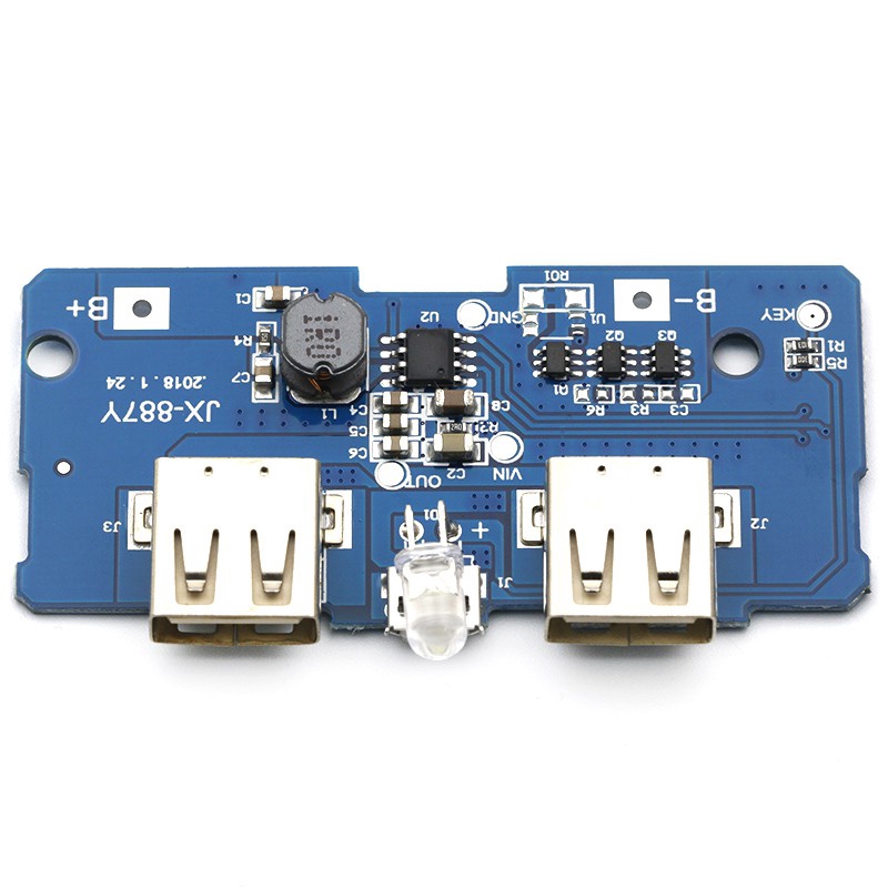 Kép Micro USB 3.7V đến 5V 2A Bảng mạch tăng cường nguồn điện di động Bộ sạc pin lithium Bảng mạch PCB 18650 Mô-đun nâng cấp có đèn Led