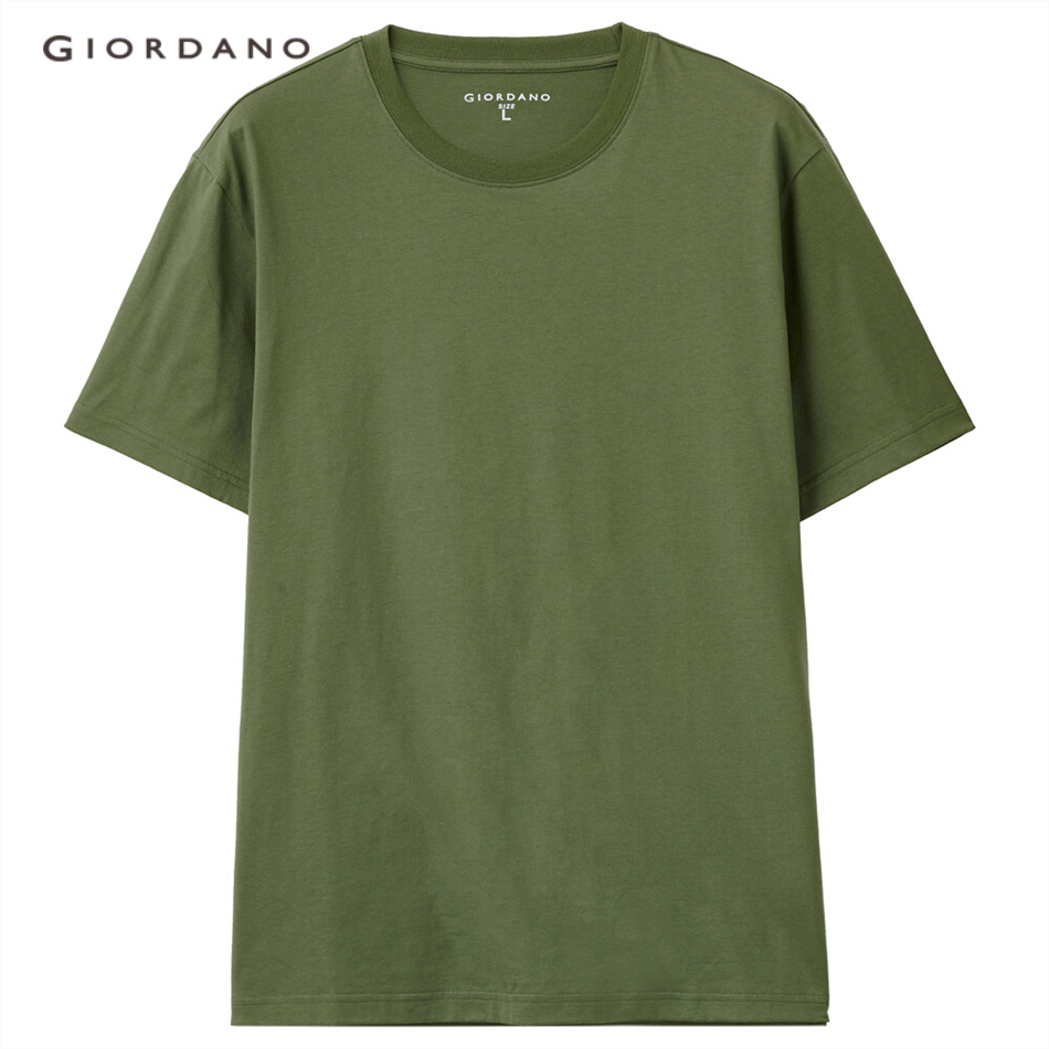 Áo thun GIORDANO 13021013 tay ngắn màu trơn cổ tròn thời trang cho nam