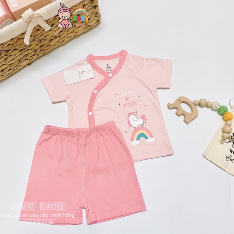 Moon - Bộ ngắn tay cúc lệnh phối hình dễ thương Petit mềm mát, co giãn, thấm hút