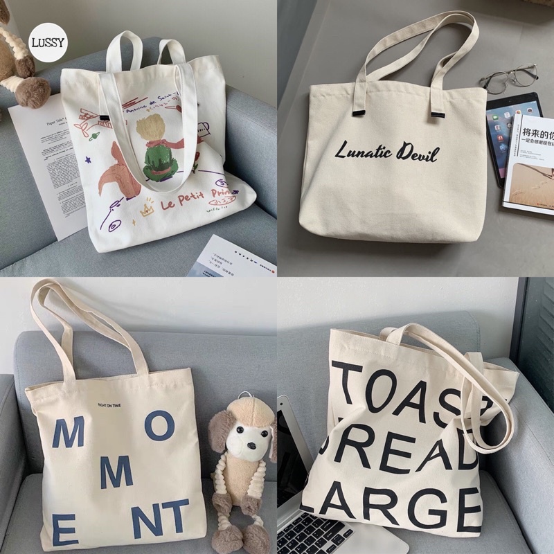 TÚI TOTE TÚI VẢI CANVAS PHONG CÁCH UlZZANG VINTAGE HÀN QUỐC CÓ KHOÁ KÉO MẪU MỚI 2022