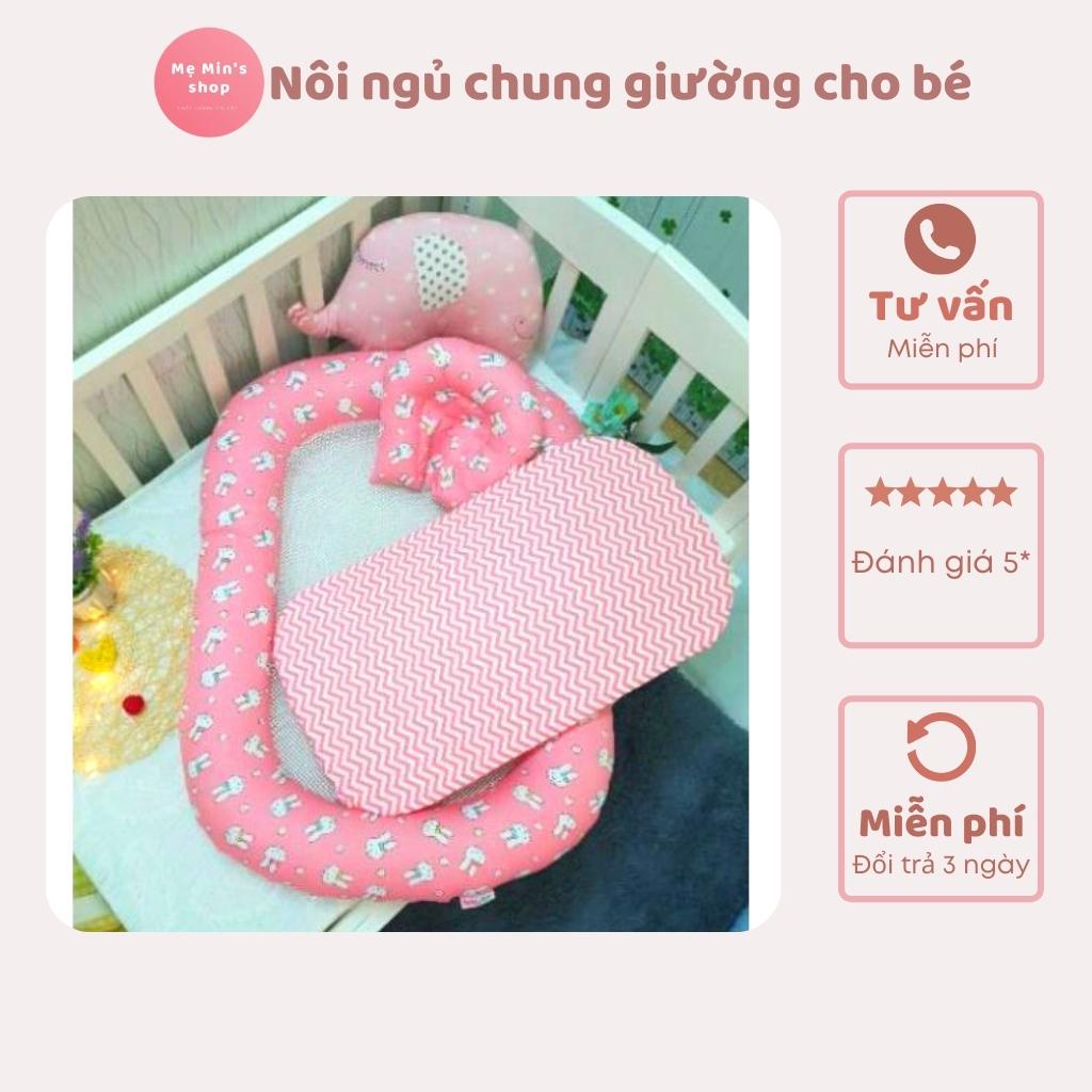 Nôi ngủ chung giường cao cấp cho bé - tặng kèm gối lõm - Mẹ Min Shop