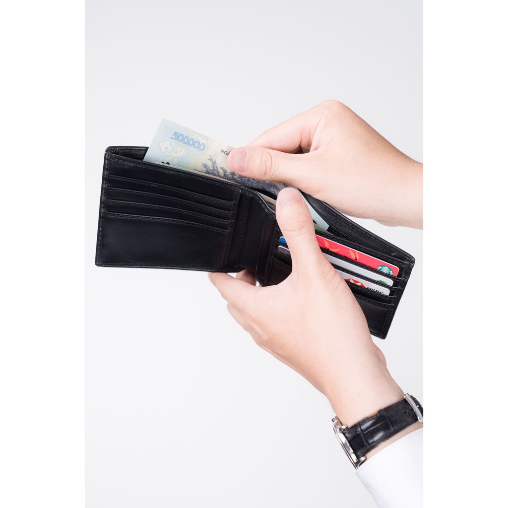 Ví Da Nam Da Dê Phối Da Bò Cao Cấp Màu Đen WT Leather 010098802