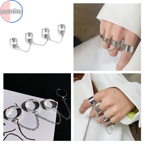 Set 4 Nhẫn Đeo Tay Kim Loại Phong Cách Retro Cho Nữ