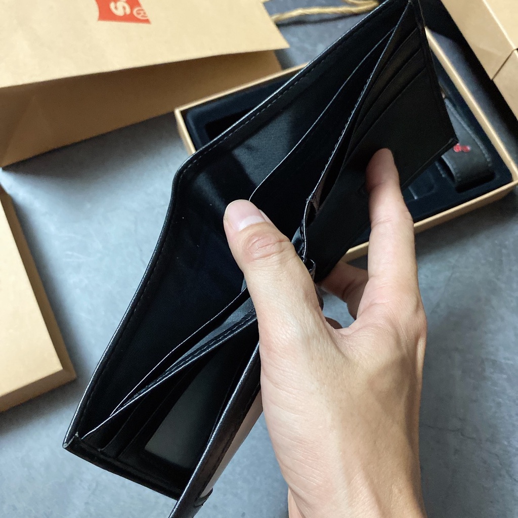 Set ví nam trơn logo đỏ + key - S215