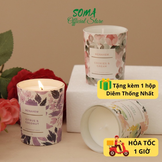 Nến Thơm Phòng Ngủ Candle Cup 50g Sáp Thơm Tinh Dầu Thiên Nhiên Không Khói Khử Mùi Menahem NEN10