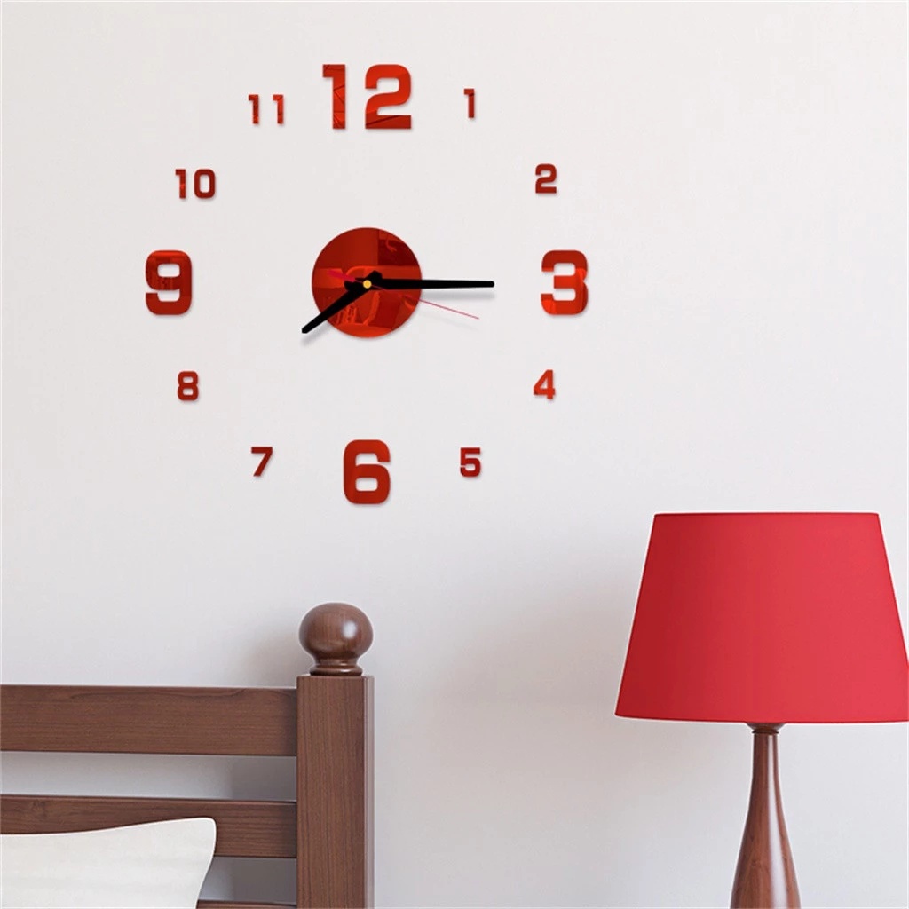 Đồng Hồ Treo Tường Không Khung Tráng Gương 3D Cỡ Lớn 40cm DIY Thời Trang