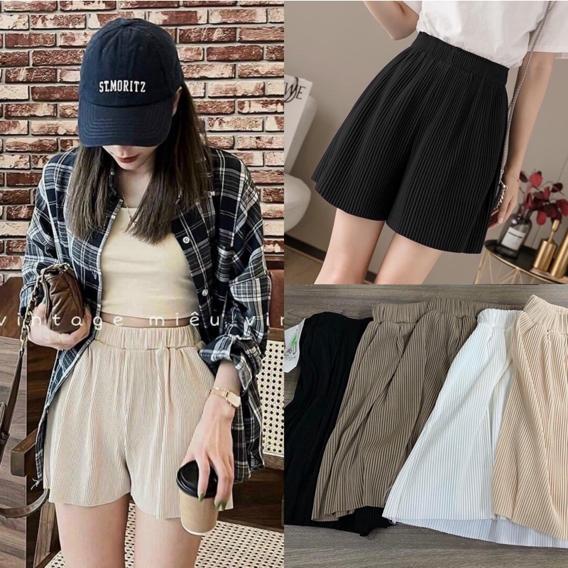 [ Ảnh thật / video ] quần sooc cạp chun chất ly tăm hot hit