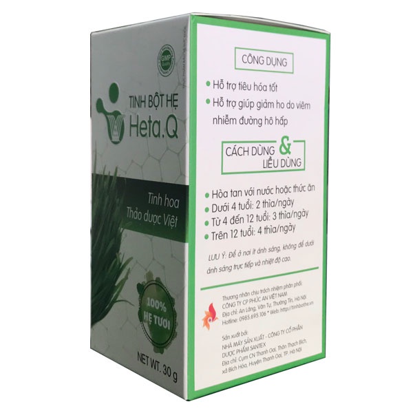 Tinh bột Hẹ Heta.Q - Hỗ trợ giúp giảm ho do viêm nhiễm đường hô hấp (30G)