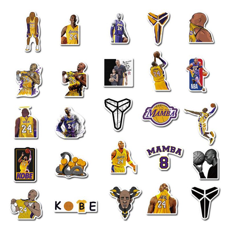 Sticker KOBE BRYANT nhựa PVC không thấm nước, dán nón bảo hiểm, laptop, điện thoại, Vali, xe, Cực COOL #67