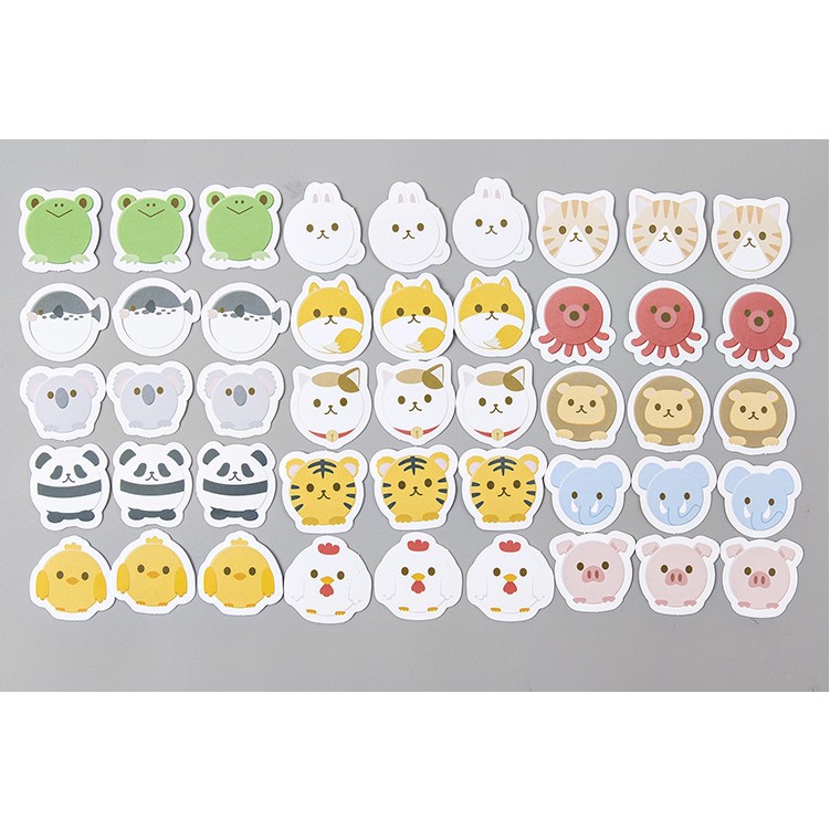 Hộp 45 miếng sticker mẫu động vật tròn